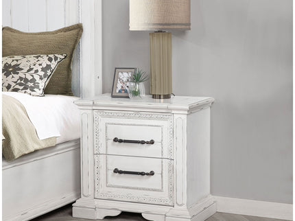 2 Drawer Nightstand With Dual USB Charging Ports - Vintage