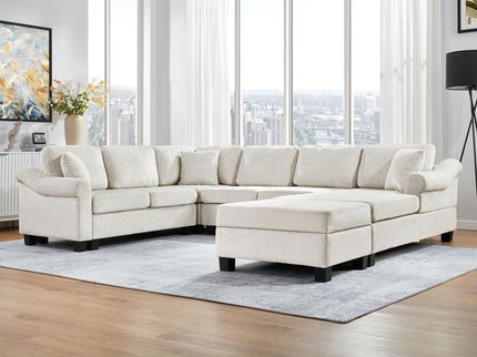 Contemporary U - Shaped Sectional Sofa With Movable Storage Ottoman