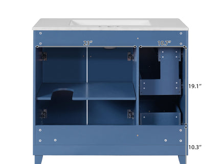 Bathroom Vanity With Sink, Soft Close Doors, Adjustable Shelves