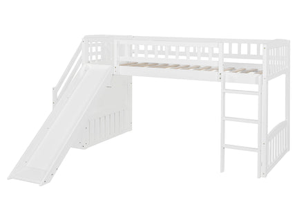 Loft Stairway Bed With 2 Drawers, Convertible Ladder And Slide