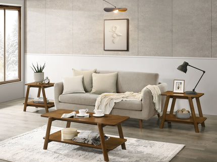 Metz - Mid-Century Modern Wood Shelf 3 Piece Coffee Table Set - Walnut