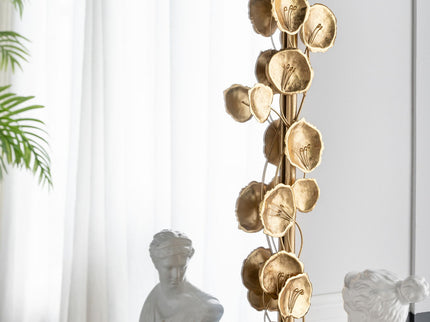 Full Length Arched Wall Mirror With en Leaf Accents Decorative Mirror For Living Room Bedroom - Gold