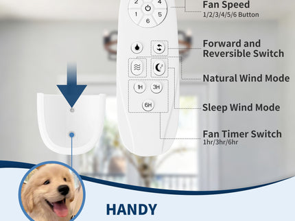 Modern Farmhouse Ceiling Fan, Adjustable Hanging