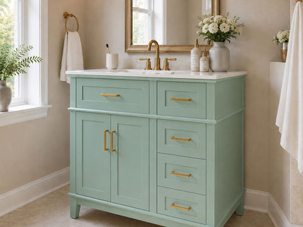 Modern Bathroom Vanity With Sink, Soft Close Doors, 4 Storage Drawers