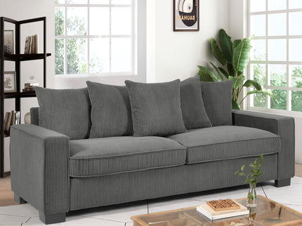 Luxe Sofa With 5 Matching Toss Pillows, Sleek Design, Spacious And Comfortable 3 Seater Couch