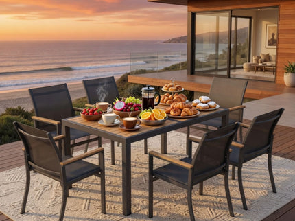 Outdoor Patio Chairs, Ergonomic (Set of 6) - Gray