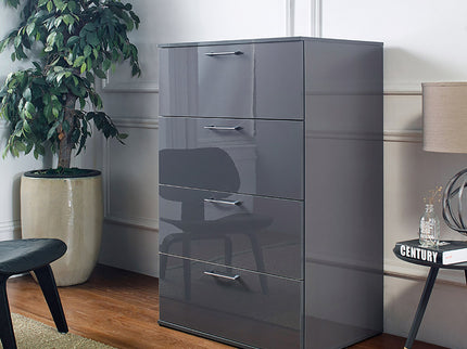 Bliss - Glossy 4 Drawer Jumbo Chest With Extra Deep Storage