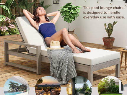 Outdoor Lounge Chairs, 5 Position Chaise Lounge With Adjustable Backrest (Set of 2) - Gray