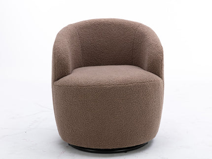 Teddy Fabric Swivel Accent Armchair Barrel Chair With Powder Coating Metal Ring