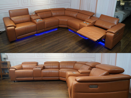 L - Shaped Recliner Sectional Sofa With Bluetooth Speakers, Wireless Charging, LED Lights