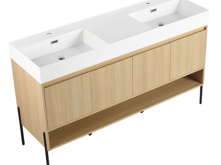 Modern Bathroom Vanity Combo With Single Resin Sink And Storage Cabinet
