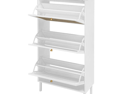 Modern Rattan 3 Door Shoe Rack Cabinet For Entryway