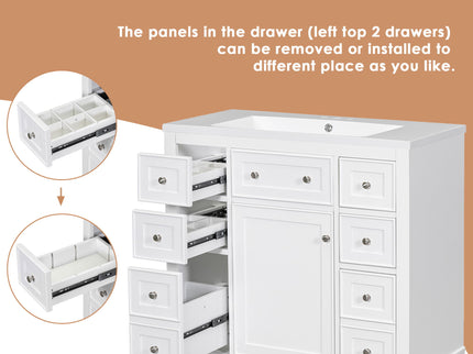 Modern Bathroom Vanity Base Only With 1 Cabinet And 6 Drawers