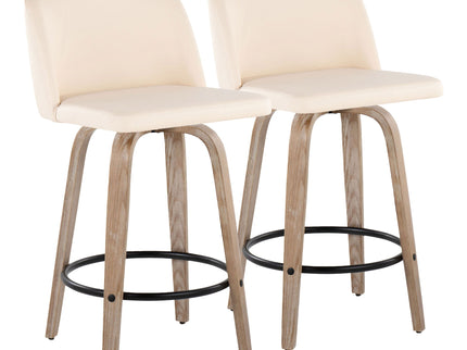 Toriano - Contemporary Fixed-Height Counter Stool & Swivel With Round Footrest (Set of 2)
