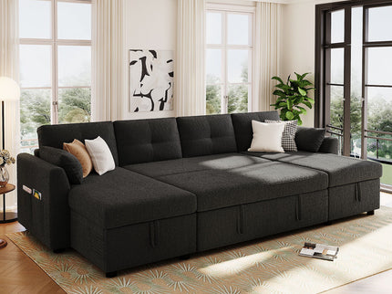 U-Shaped Sectional Sofa Bed With Storage And USB Ports