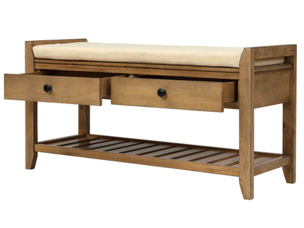 Multipurpose Entryway Shoe Rack With Cushioned Seat And Drawers