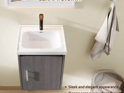 Floating Bathroom Vanity Combo, Wall Mounted Cabinet With Sink & Soft Close Doors For Small Bathrooms