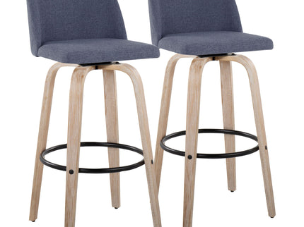Toriano - Mid-Century Modern Fixed Height BarStool With Round Footrest (Set of 2)