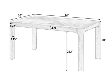 Rectangular Dining Table With Parquet Top, Rounded Corners