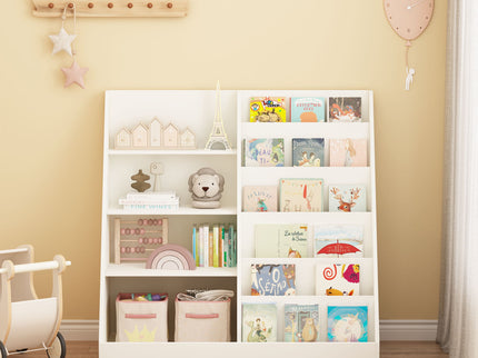 Bookshelf And Toy Storage Organizer, 4 Tier Bookcase With Display Stand For Playroom