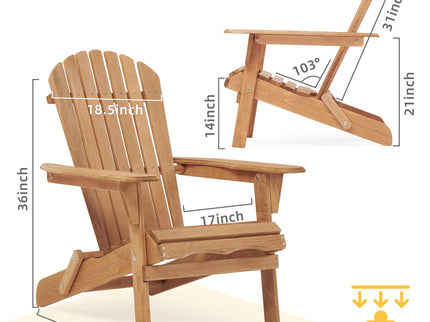 Lounge Patio Chair For Garden Outdoor Wooden Folding Adirondack Chair (Set of 2) Solid Cedar Wood Lounge Patio Chair For Garden