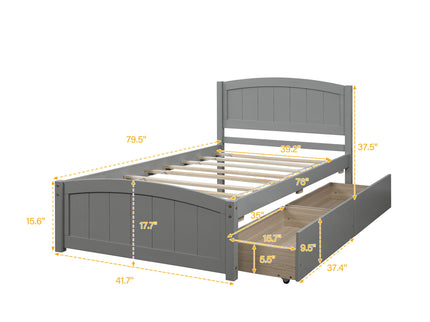 Platform Bed & Headboard, Footboard And Wood Slat Support