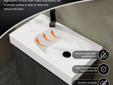 Modern Bathroom Vanity With Ceramic Basin, Wall Mounted Floating Sink Combo, Storage Cabinet