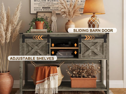 Farmhouse Entryway Table With Sliding Barn Door