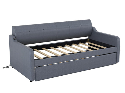 Upholstered Daybed With Trundle And USB Charging