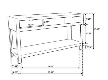 Tucker - 3 Drawer Console Table With Lower Shelf - Natural