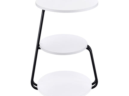 Dixon - 3 Tier Round Accent Side Table With Slim Legs - White / Black