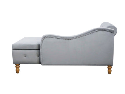 Chaise Lounge Indoor, Lounge Chair For Bedroom With Storage & Pillow, Modern Upholstered Rolled Arm Chase Lounge For Sleeping With Nailhead Trim For Living Room Bedroom Office