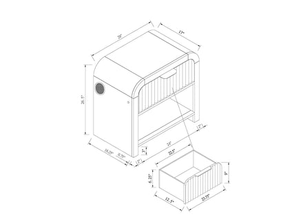 Beverly - Nightstand With Speakers, Rounded Sides - Black White