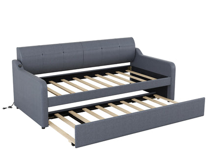 Upholstered Daybed With Trundle And USB Charging