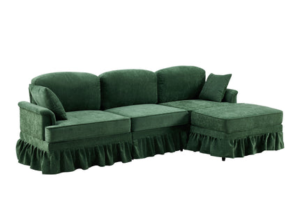 Cloud Sofa With Removable Ruffled Skirt With Ottoman And Flared Arms