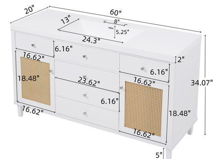 Bathroom Vanity With Sink, 5 Legs, Soft Close Drawers