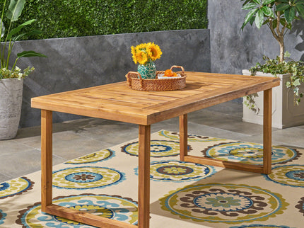 Outdoor Acacia Wood Dining Table, Sandblast Finish