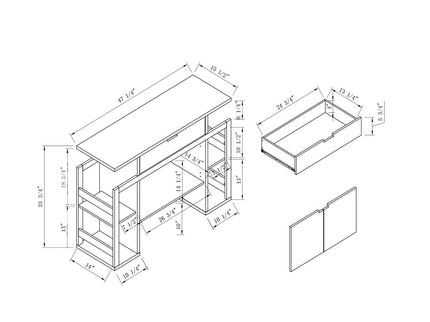 Modernize Kitchen Buffet Organizing Cabinet With 4 Shelves - White / Dark Taupe