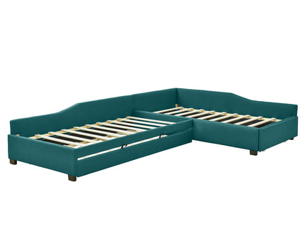 Upholstered Double Daybed With Trundle And Drawer