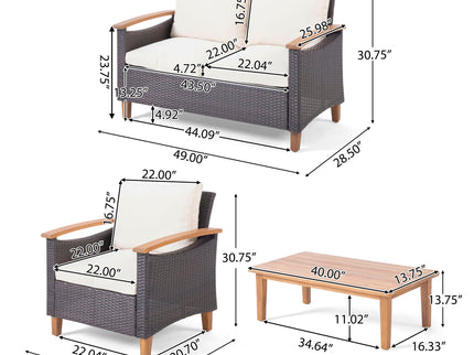 Isla - Transitional Chat Set With Water Resistant Cushions - Teak