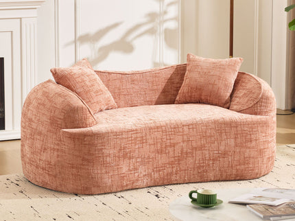 Curved 2 Person Compress Sofa With Armrests, Includes Pillows