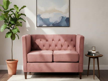 Button Tufted Loveseat, 2 Seater With Square Arm Couch For Living Room