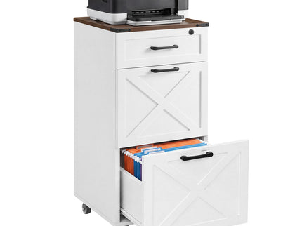 3 Drawer File Cabinet With Wheels, Vertical Rolling Storage For Letter / A4, Printer Stand & Mobile Organizer For Home Office - White