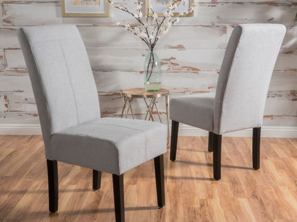 Amaranthine - Upholstered Dining Chair With High Back And Wood Legs (Set of 2) - Light Gray