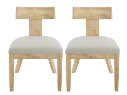 Contemporary Fabric Upholstered Side Dining Chairs Set With Curved Back