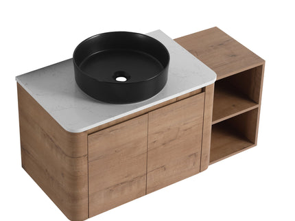Wall Mounted Bathroom Vanity With Art Sink, 1 Storage Shelf, 2 Soft Close Doors