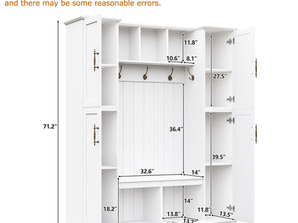 Hall Tree With 4 Side Cabinets