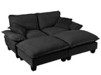 Black / 3 Pc. 2 Seater Sectional, 2 Ottomans