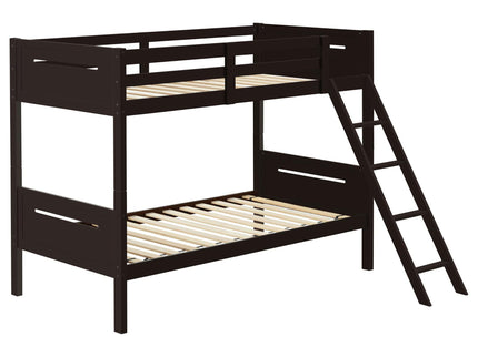 Bunk Bed With Built In Ladder, Safety Guardrails And Angled Access Step