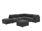 Dark Gray / 3 Pc. Symmetrical Sectional Sofa, 2 Ottomans